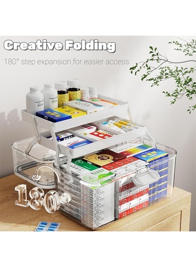 DUNISO 3-Tier Portable Medicine Storage Box, Family Emergency Pill Box, Medical Organizer with Transparent Visual Design, Dustproof & Moisture-Proof, Suitable for Home&Travel Use (clear) - Image 3